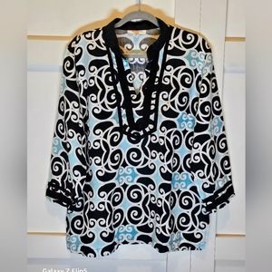 JM COLLECTION Floral Tunic Top, *SIZE 16*